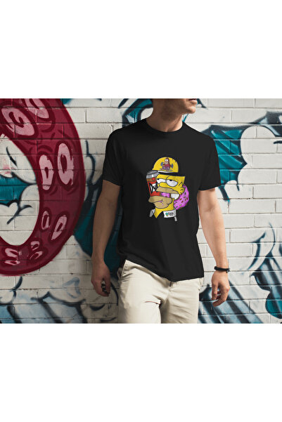 AEMİ Unisex Homer Simpson Štampano okrugla kragna 100% pamuk lu Oversize kroj...
