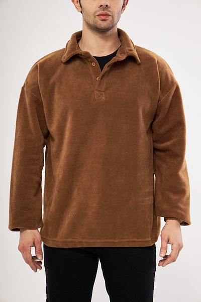 GHASSY CO. Ghassy Co. Men's Oversize Adjustable Waist Elastic Shirt Collar Fleece Sweatshirt