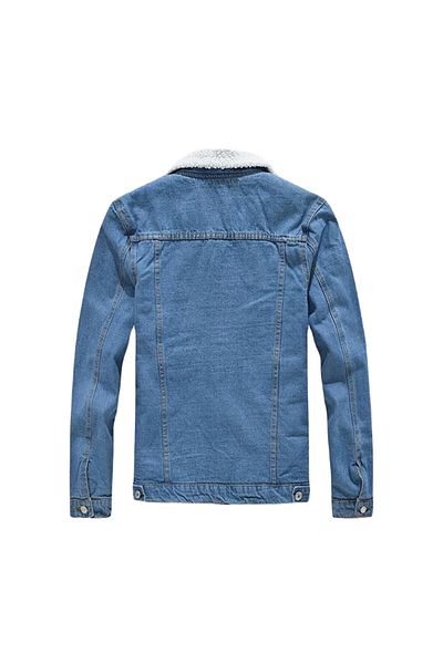 He Brand Pánská modrá Slim Fit kožešina Světle modrá džínová bunda a kabát