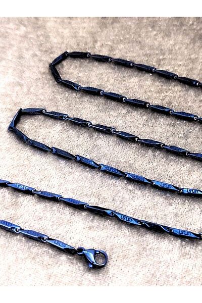 TÜKKAN ACCESSORİES 316l الجراحية الصلب 2 مم الأزرق الداكن مطلي منقوشة Vip سلسلة الصلب قلادة-col72