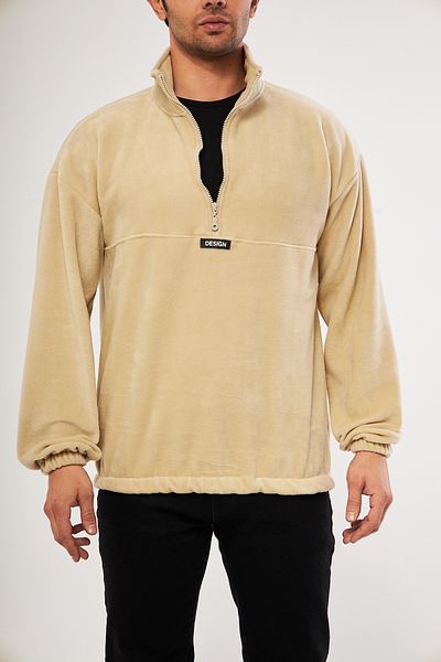 GHASSY CO. Ghassy Co. Men's Oversize Regular Stand Collar Half Zipper Fleece Sweatshirt