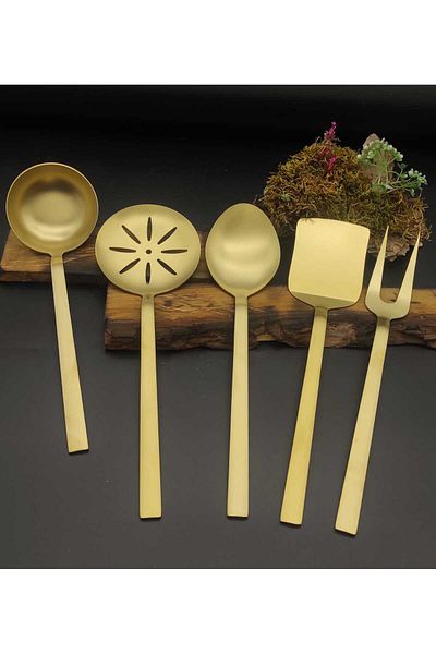 BRONDOFF Stayle Matte Gold 5-Piece Service Set