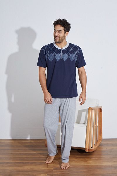 Ayans Pijama Σετ Πυτζάμες Ανδρικό Μονό Βαμβακερό (Καλοκαίρι).
