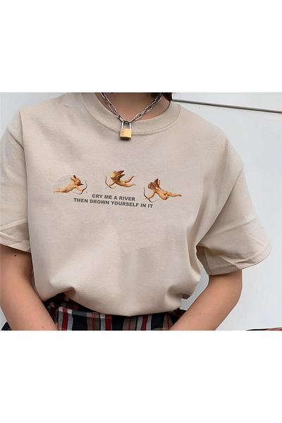 Gofeel Y2k Cry Me Angels Detail Unisex Oversize Fit T-Shirt