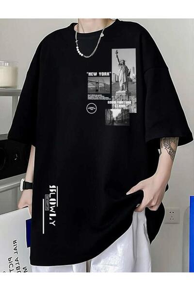 MYDARKSTYLE UNISEX New York Printed Oversize T-shirt