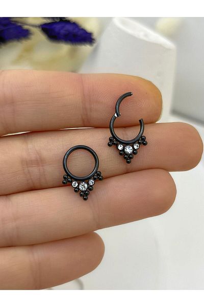 Arescollection CERRAHİ STEEL SEPTUM DAİTH LOBE متوافق مع حلقة حجر الزيركون
