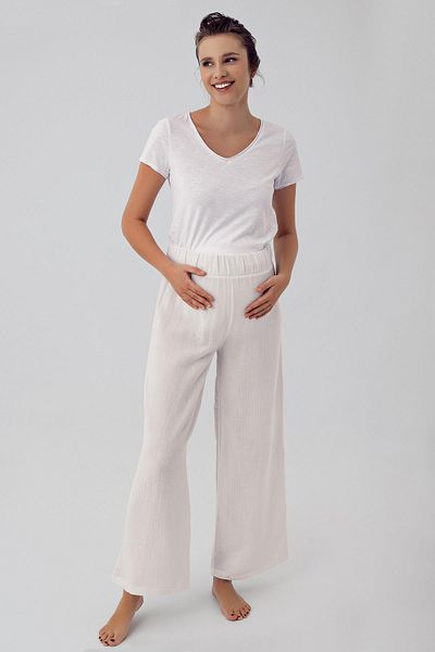 Artış Double Layer Muslin Cotton High Waist Maternity Pants