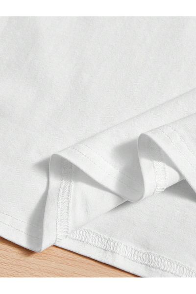 Jose Clothing Μπλουζάκι Unisex Λευκό εμπριμέ από οργανικό βαμβάκι Oversize κοντό μανίκι