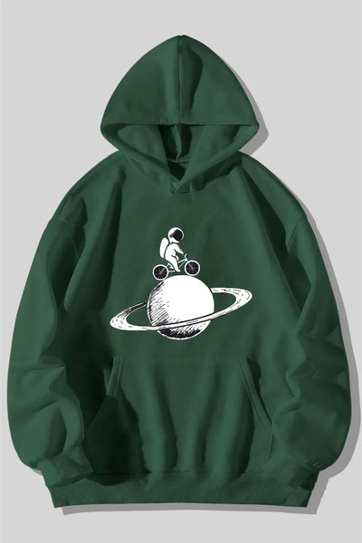 by joker Unisex Μαύρο φούτερ με κουκούλα με στάμπα Astronaut