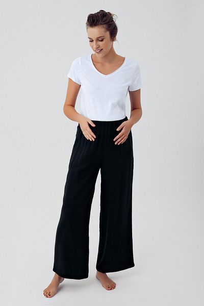 Artış Double Layer Muslin Cotton High Waist Maternity Pants