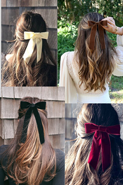 Diloshtrend Design Kadın Siyah Kadife Fiyonk Model Otomat Toka