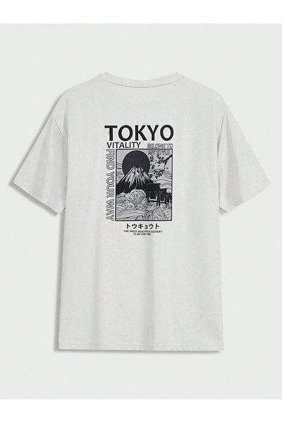 Jose Clothing Μπλουζάκι Unisex Λευκό εμπριμέ από οργανικό βαμβάκι Oversize με κοντό μανίκι