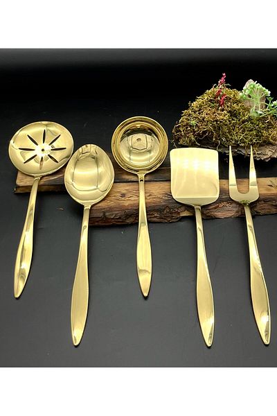 BRONDOFF Carmen Titanium Gold 5-Piece Serving Set