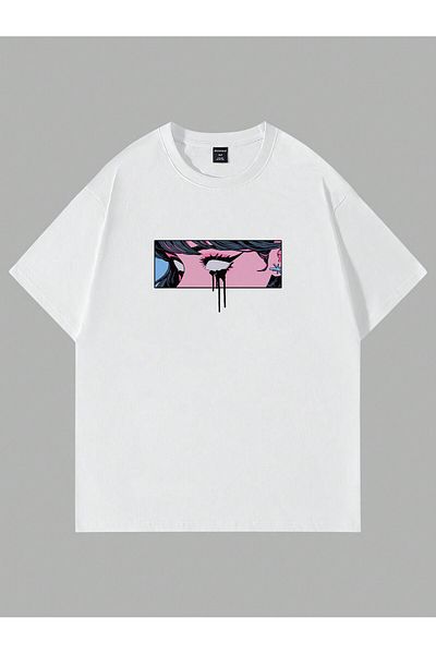 Jose Clothing Μπλουζάκι Unisex Λευκό εμπριμέ από οργανικό βαμβάκι Oversize με κοντό μανίκι