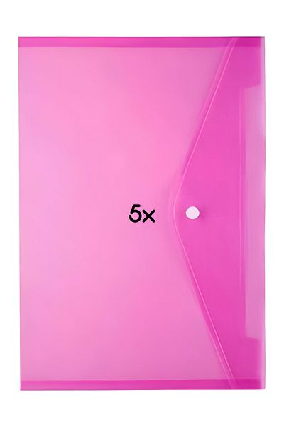 Dağtaş Kırtasiye Noki Snap-On Document Envelope File Pink 5 Pieces