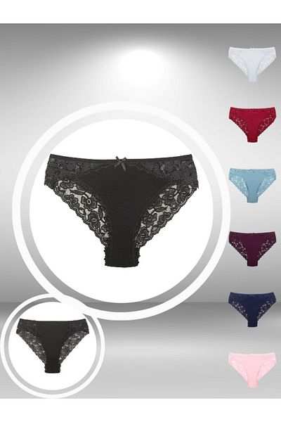 ŞahTan Cotton Large Size Women's Panties with Lace Detail on the Front and Back