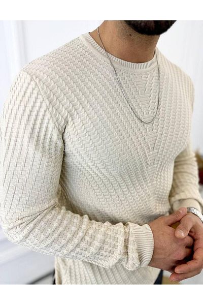 elkumoda Πουλόβερ Slim Fit No Pilling Πλεκτό πουλόβερ από φυσικό βαμβάκι