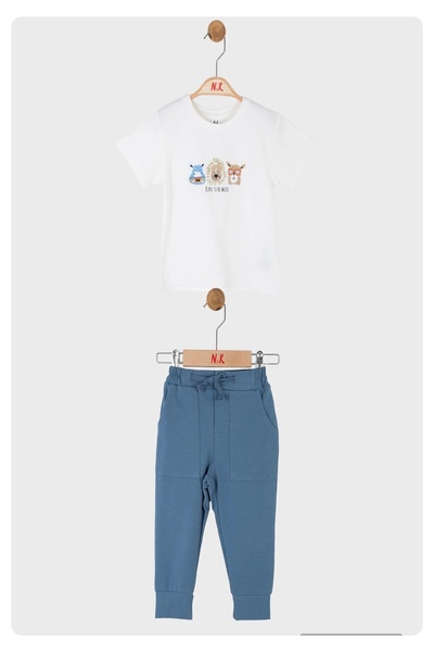 nk kids LIMI baby boy & kids soft textured T-shirt combed cotton trousers set