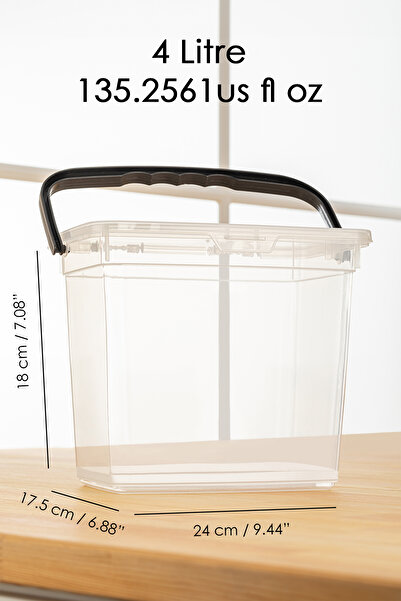 Meleni Home 4'lü Yıkanabilir Etiketli Tablet Toz Deterjan Saklama Kabı Deterjan Saklama Kutusu Şeffaf 4 Litre