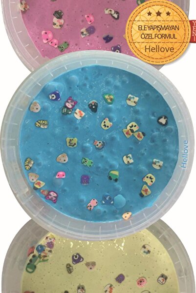 AVMmarketim Hayvan Figürlü Slime Mavi Pembe Sarı 3 Renk Kutu Ele Yapışmayan Slaym