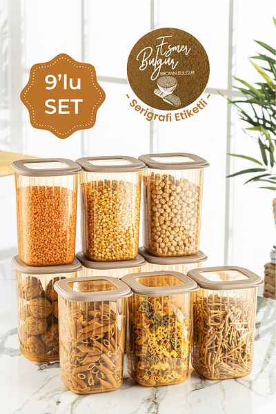 Vienev 9 Pack 1.2 Liters - Gold White Striped Screen Printing Label Storage Container