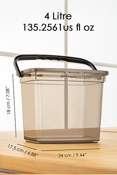 Meleni Home 4'lü Yıkanabilir Etiketli Tablet Toz Deterjan Saklama Kabı Deterjan Saklama Düzenleme Kutusu Gri 4L