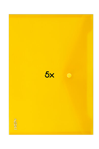 Dağtaş Kırtasiye Noki Snap Fastener Document Envelope File Yellow 5 Pieces