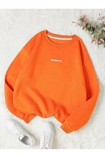 MOONBULL Unisex Front Chest Brooklyn Printed Oversize Sweatshirt