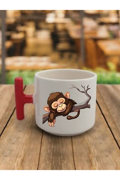 lili hediyelik Monkey on Branch Themed Coffee Cup Mug