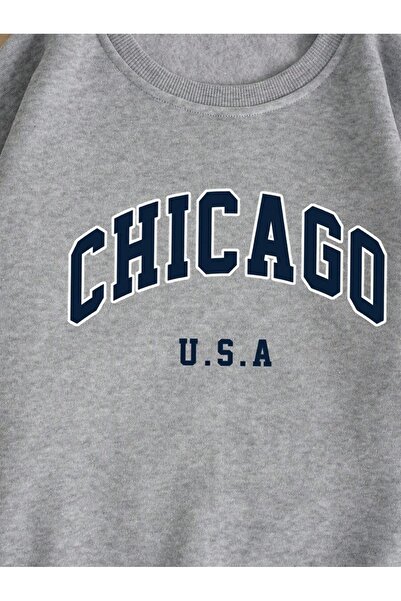 MOONBULL Unisex mikina Chicago USA s potiskem oversize