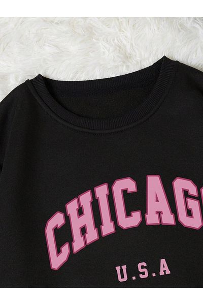 MOONBULL Hanorac oversize cu imprimeu Chicago SUA unisex