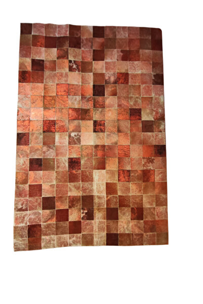 KuzeyCarpet Doğal Dana Derisi Bronz Renk Patchwork Salon Halısı