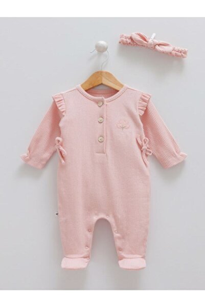 Caramell Fitilli Kız Bebek Tulum & Bandana