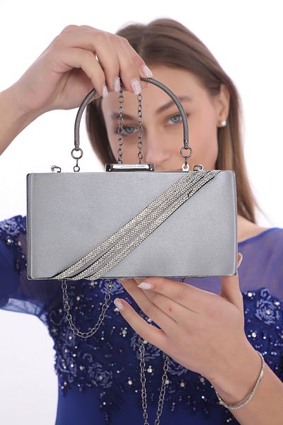 womenacs Βραδινό φόρεμα Clutch Portfolio Χειρός Νυχτερινή τσάντα αρραβώνων σε σχέδιο σατινέ πέτρα