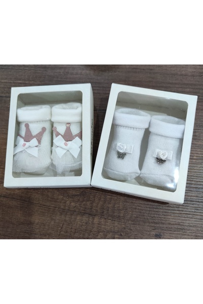 ercey's Baby Girl Newborn Socks 2 Pairs Boxed Gift