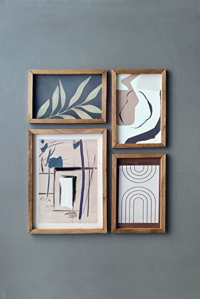 Tooall Bohem Design, Sanatsal Duvar Dekoru, 4 Lü Antre Ahşap Çerçeveli Tablo ...