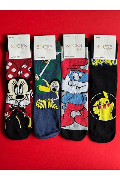 zetro COMIC FILM HEROES 4-PACK UNISEX COTTON LONG SOCKS
