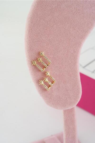 By Zeyna Aksesuar أقراط نسائية بتصميم خاص من حجر الزركون مكونة من قطعتين