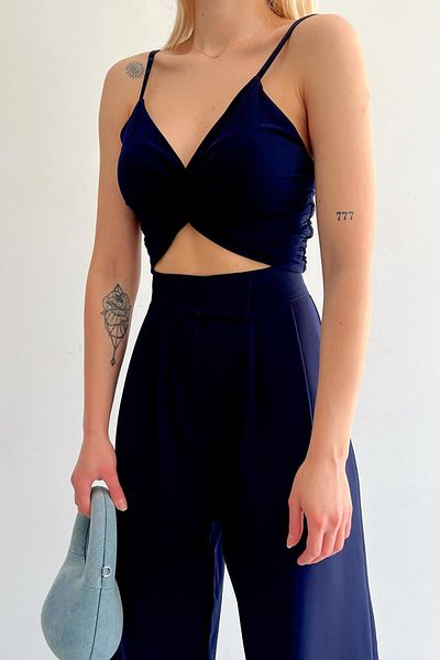 Touz Moda Μπλούζα Navy Blue Twisted μπροστά - Μπάλα