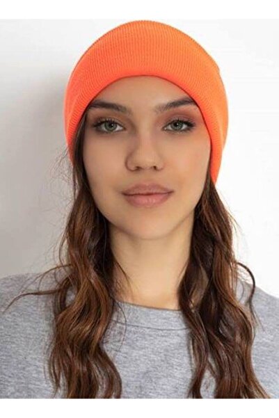 Boldy Класична спортивна шапка з трикотажу Шапка без вишивки Шапка унісекс Пряма шапка Шапка унісекс Пряма класична шапка Помаранчева