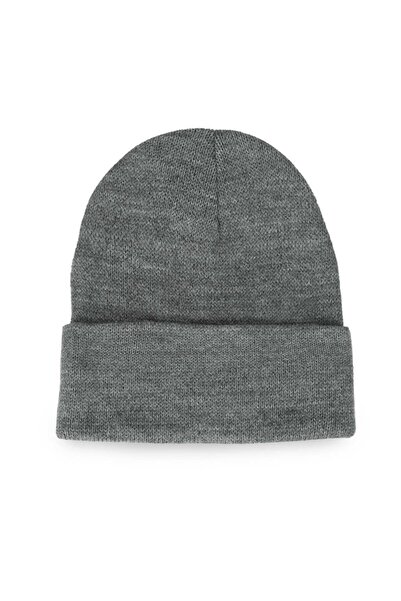 Boldy Класична спортивна шапка з трикотажу Шапка без вишивки Шапка унісекс Пряма шапка Шапка унісекс Пряма класична шапка Сіра