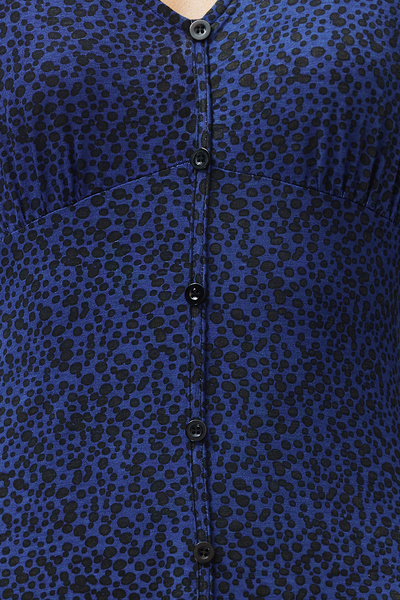 Trendyol Collection Темно-синя сукня міді з принтом з повітряними рукавами з еластичного стрейчу Orme TWOSS24EL00475