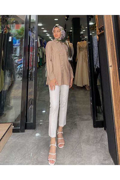 TUĞRA CENTER Stone Embroidered Chain Detail Tunic-vision