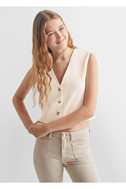 Mango Teen Jachetă albă pentru copii