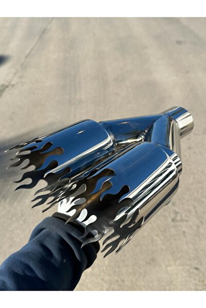 keratarts Çift Başlık Alevli Krom Egzoz Ucu