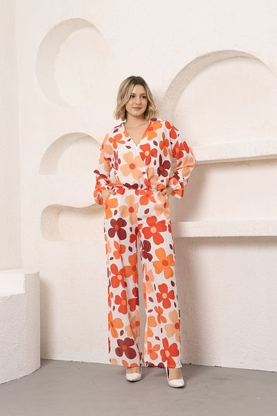 SEVENLINE WOMEN'S FLOWER PATTERNED BLUZ AND JESSICA PANT SET