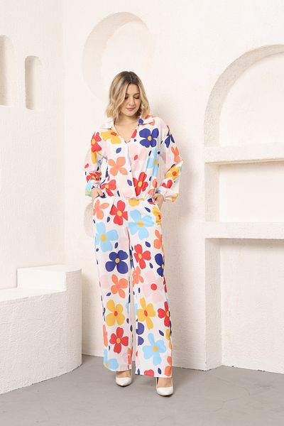 SEVENLINE WOMEN'S FLOWER PATTERNED BLUZ AND JESSICA PANT SET