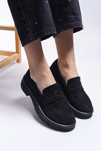 Riccon Ashlalona Kadın Loafer 00121201 Siyah Süet