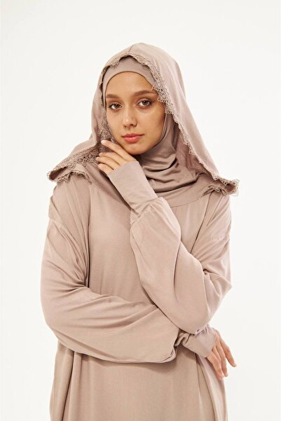 Mercan Hijab NAMAZ ELBİSESİ KAPÜŞONLU DANTELLİ