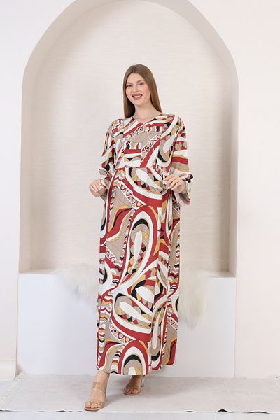 mervemoda Γυναικείο υφαντό φόρεμα με μακρύ μανίκι τριών τετάρτων